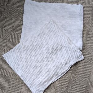 Pottery Barn White Cotton Gauze Chambray King Pillow Sham Set (2)